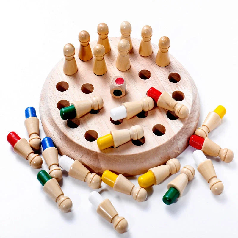 Children's wooden memory chess set for early color education