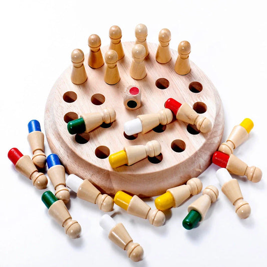 Children's wooden memory chess set for early color education