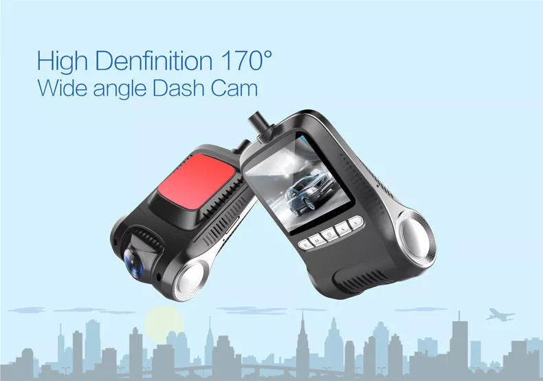 Black FHD1080P night vision dash cam with wide-angle lens