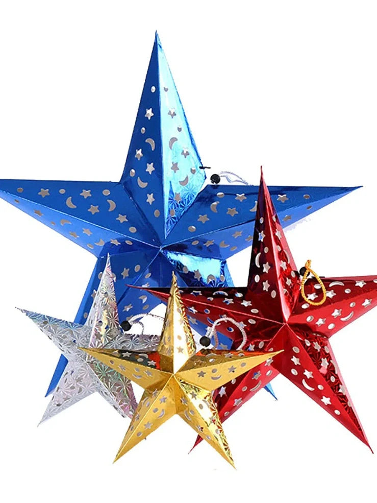 Gold 60cm laser-cut Christmas star ornament from thickened cardboard, suitable for large festive venue displays