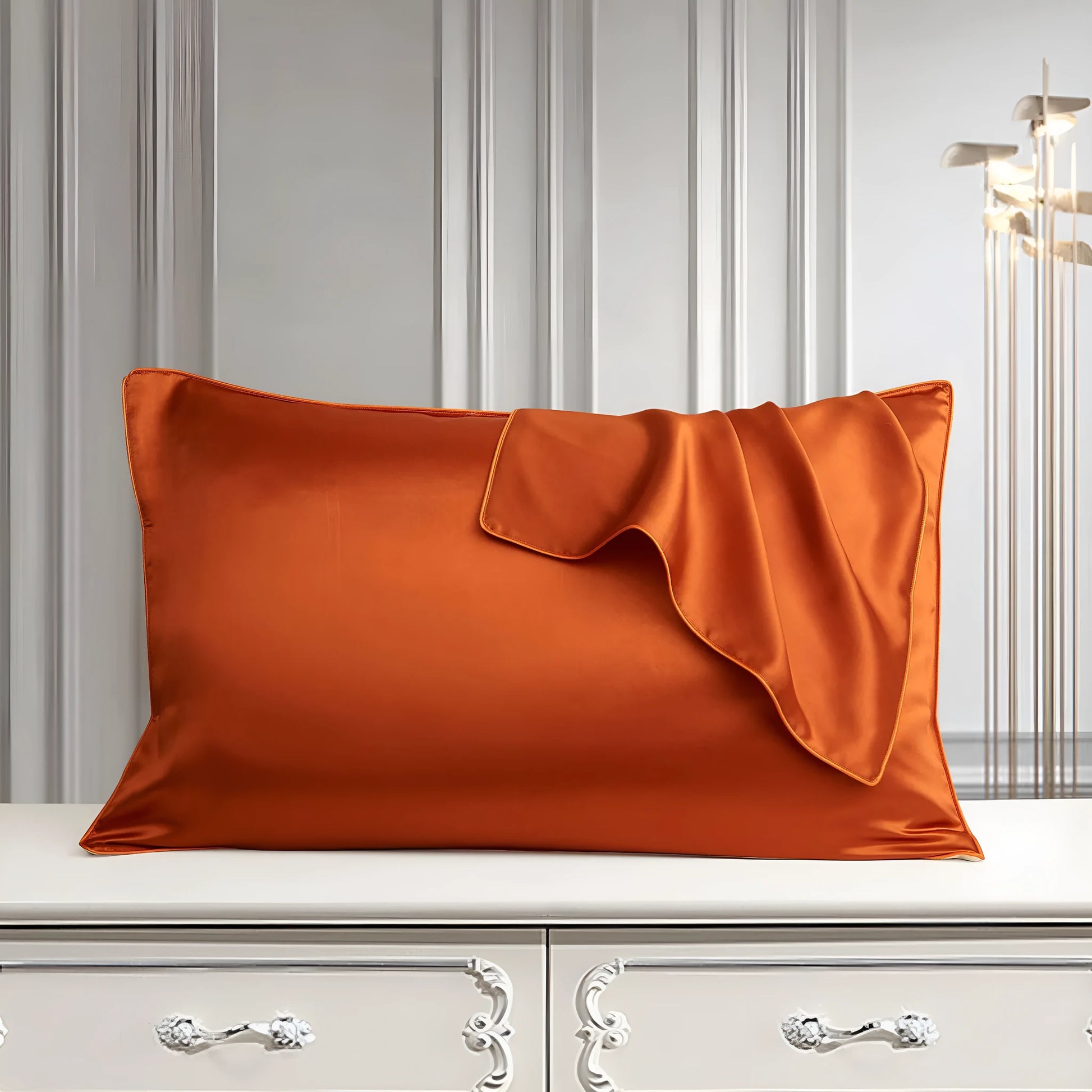 Mulberry silk pillowcase 48x74cm in palace luxury style with inlaid rope weave texture.