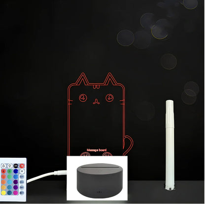 3D acrylic LED message board with touch controls showing illuminated writing on 3.5mm thick surface