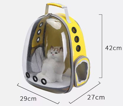 Portable pet backpack carrier with 360-degree transparent bubble design for small pets