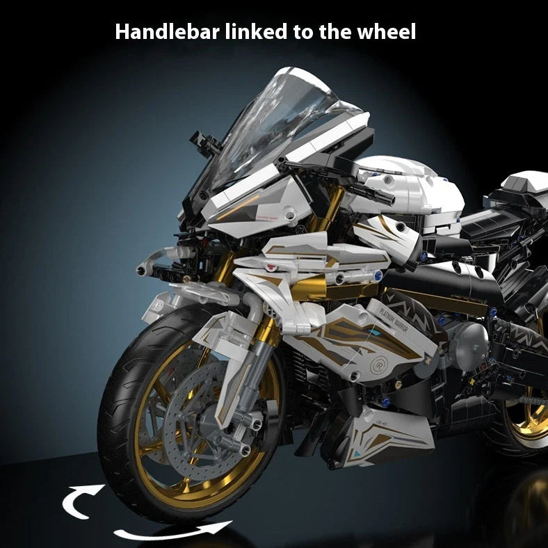 88817-piece plastic building blocks assembled into platinum BMW motorcycle model for teenagers