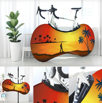 Bicycle protective cover made of 87% polyester and 13% cotton for indoor dust prevention on tyres