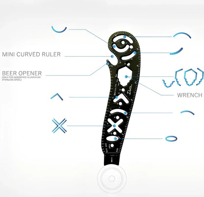 17cm metal drawing ruler with magnetic compass base for circular measurements without paper damage