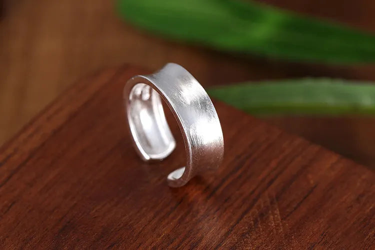 Open Ring Sterling Silver Ring Korean Frosted Silver Ring Adjustable Opening Geometric Design Minimalist Ring Fine Jewellery