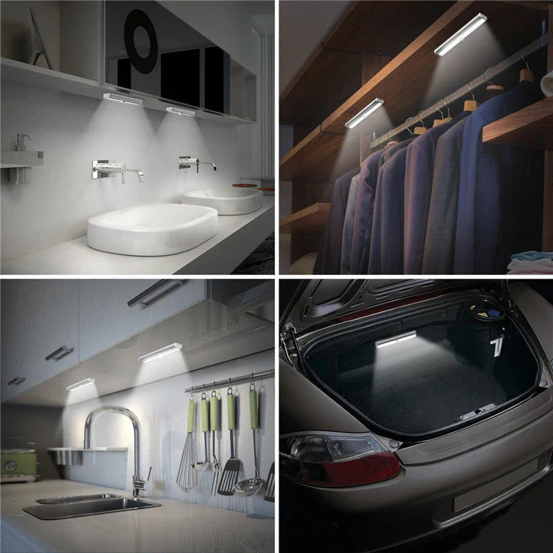 Intelligent motion-activated LED cabinet lights with adjustable color temperature and compact design