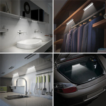 Intelligent motion-activated LED cabinet lights with adjustable color temperature and compact design