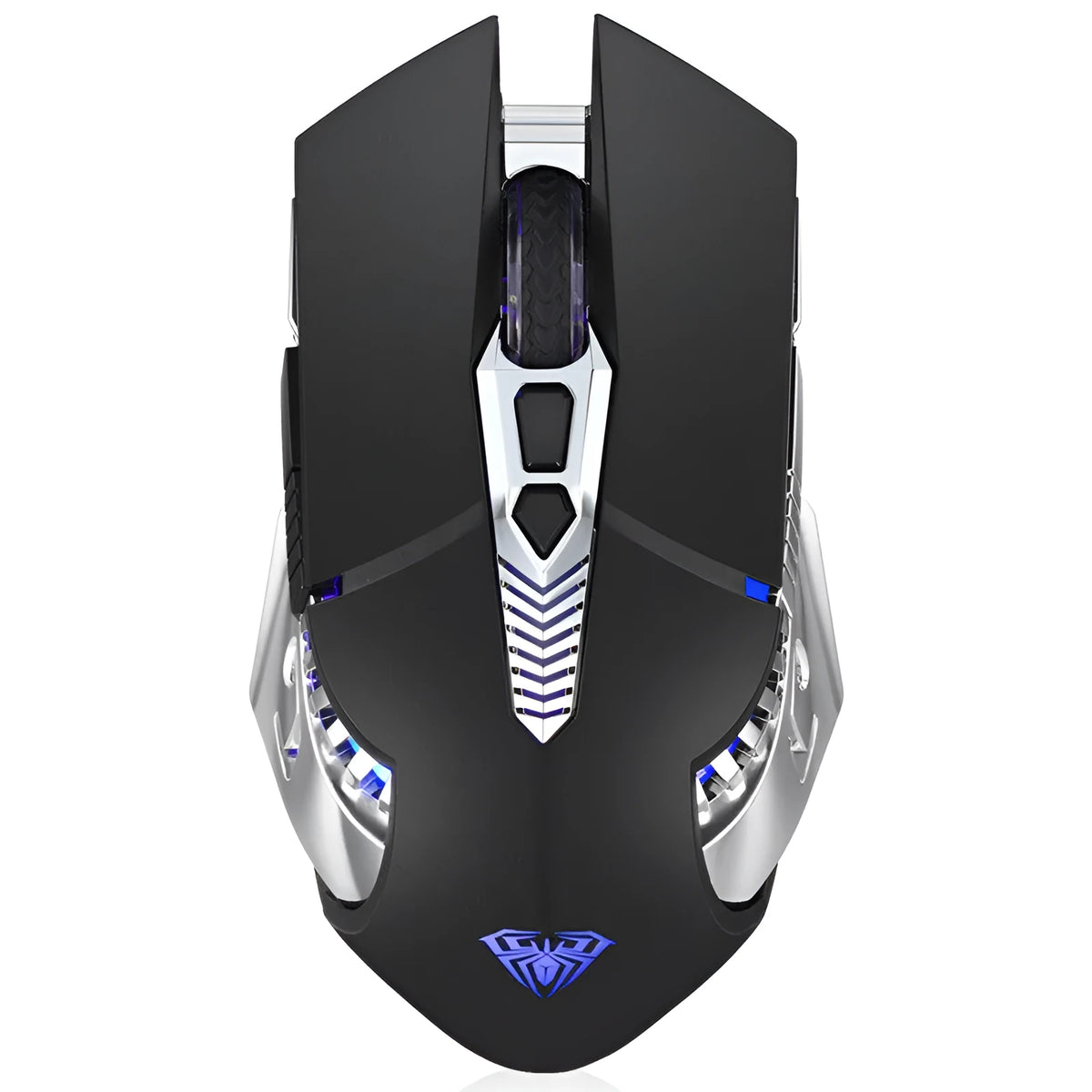 Black silent wireless Bluetooth mouse with 800mAh rechargeable battery and 10m range