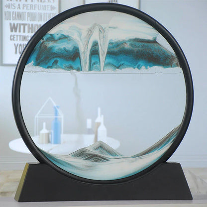 Mesmerizing Quicksand Art: A captivating glass craft featuring the fluid, colorful movements of sand