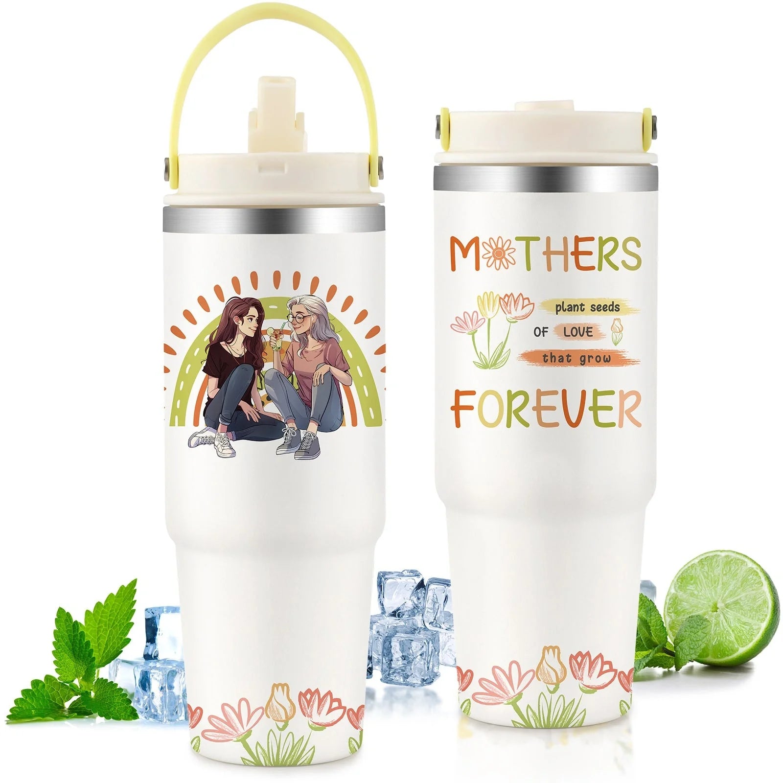 Premium 30oz stainless steel insulated cup in various colors, keeping drinks hot or cold for hours.