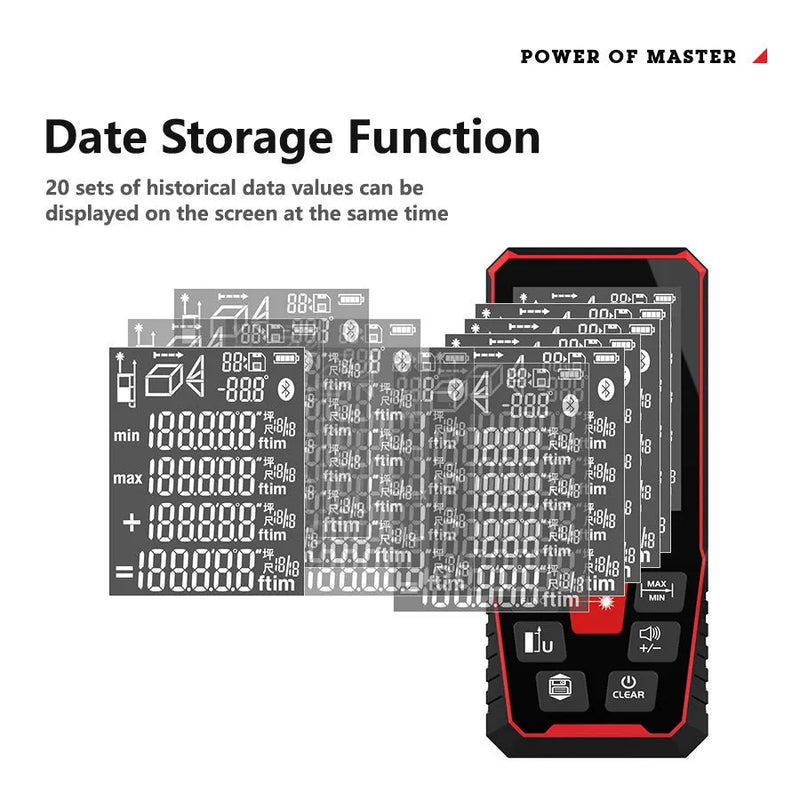 Laser Rangefinder 100 M or 120 M Distance Measuring Tool for Room Measurement and Building Surveys with Handheld Design Plastic Construction Accurate Distance Calculation Device
