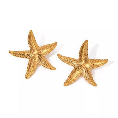 Serene Gold Starfish Earrings in stainless steel with gold electroplated finish
