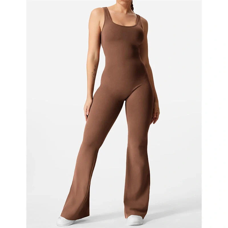 Slim fit backless jumpsuit for yoga and exercise in various colors