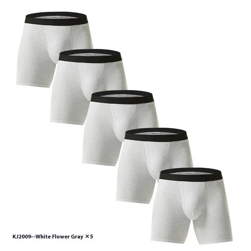 Men's cotton boxer briefs in solid colours, seamless antibacterial design, sizes M to 5XL, multi-pack options.