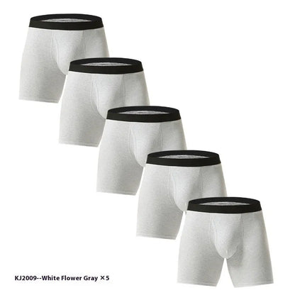 Men's cotton boxer briefs in solid colours, seamless antibacterial design, sizes M to 5XL, multi-pack options.