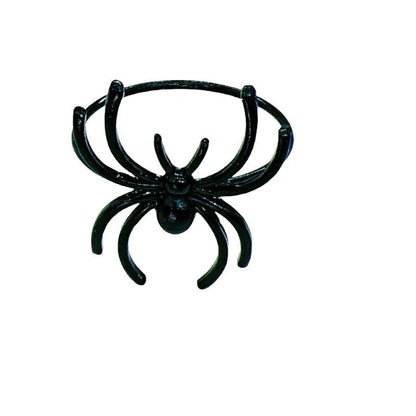 Six black spider-shaped alloy napkin rings with electrophoresis coating for Halloween table settings