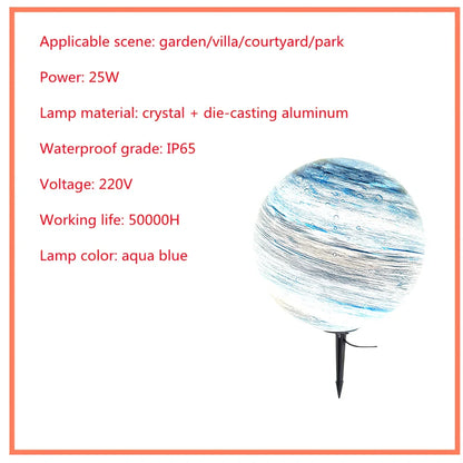 Solar-powered garden lamp in coffee colour with die-cast aluminium and crystal construction, 30cm height