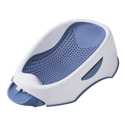 Royal blue baby bath with spine protection design measuring 66cm long with TPE soft edges