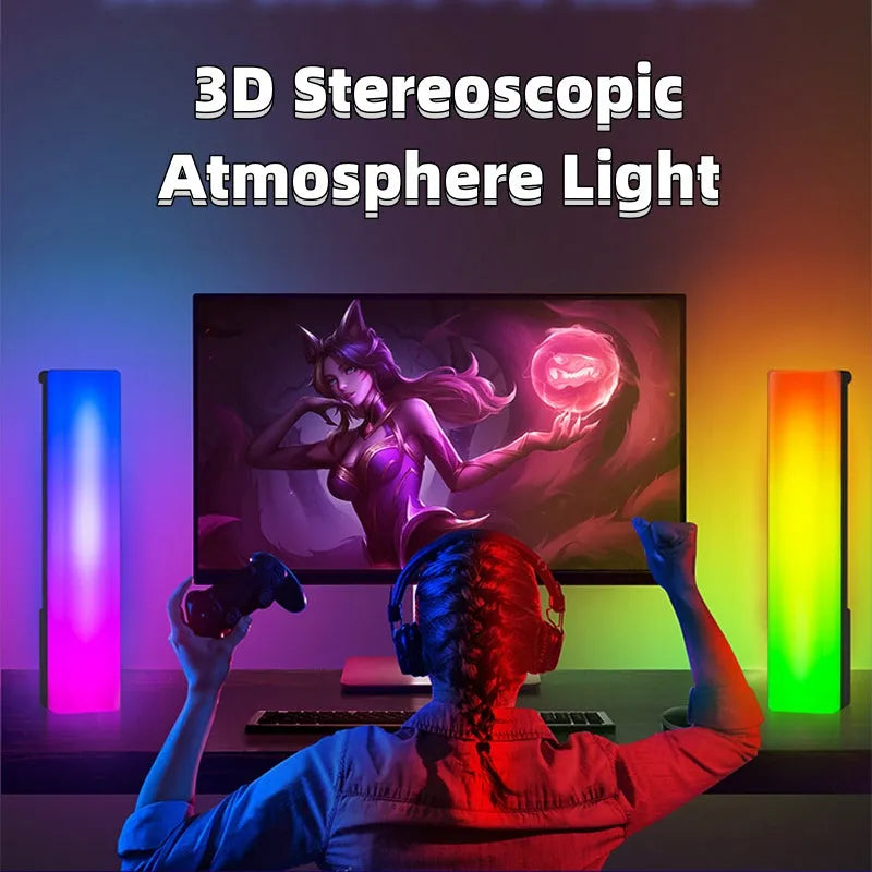 3D RGB Light Pick-up Table Top Ambiance Lamp with voice-activated rhythm lighting in black or white shell