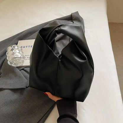 Women's dumpling-shaped casual handbag in PU with folded stitching and sandwich pocket