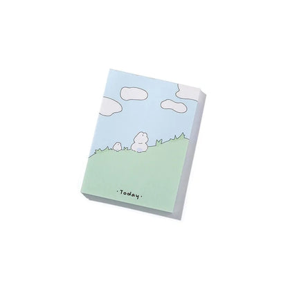 Cartoon character sticky notes in six themes with three size options on writable paper