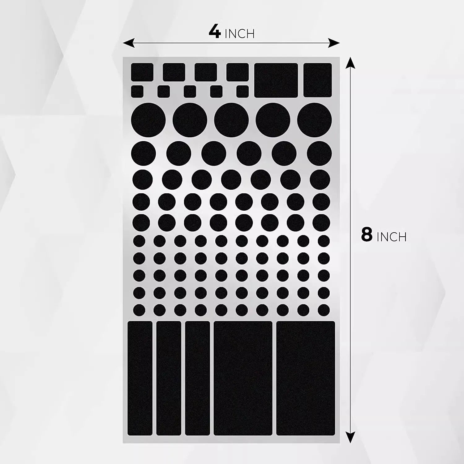 Five black rectangular adhesive blackout stickers for air conditioning unit lights.