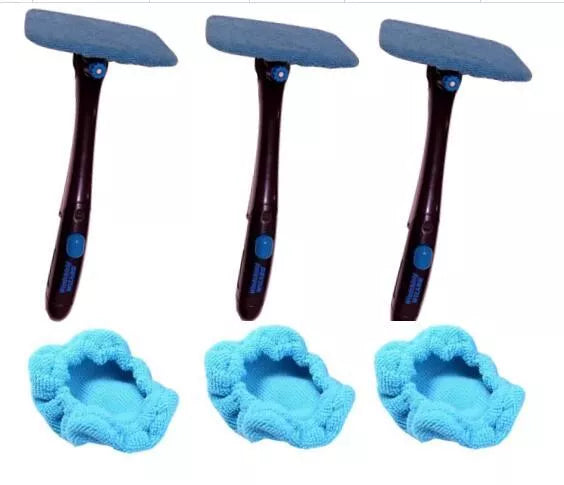 Car Window Brush with swivel head and built-in water sprayer for streak-free cleaning