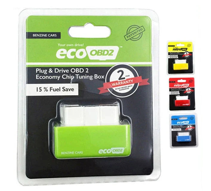 A fuel-efficient gasoline car enhancement device, the EcoOBD2 Chip Tuning Box, which can be plugged into the OBD2 port to improve fuel economy.