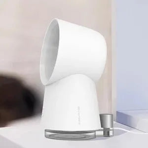 White desktop bladeless fan with humidification spray, 3 speeds, 60ml tank, 129x145x227mm