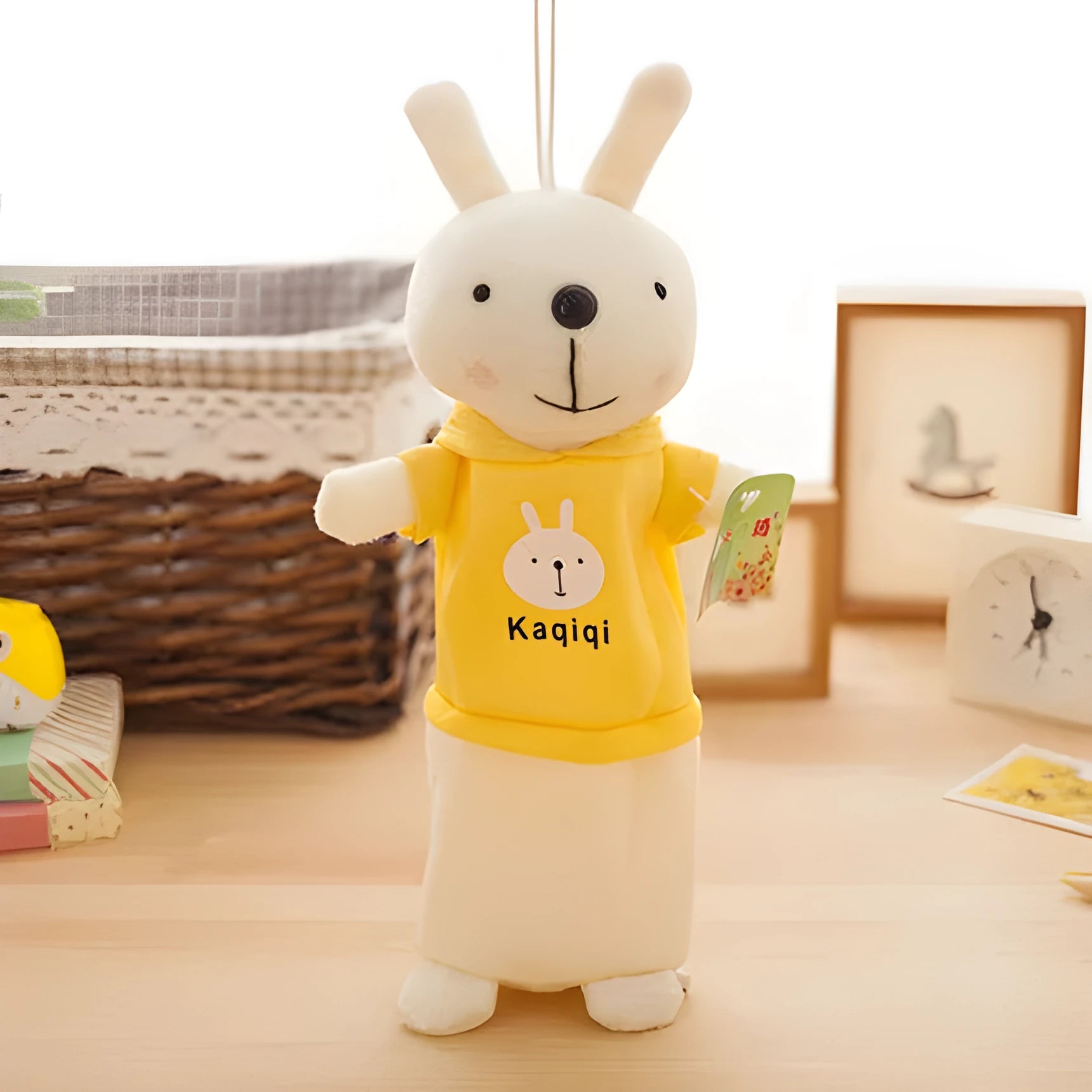 Large soft plush rabbit pencil case in assorted colours for pen storage