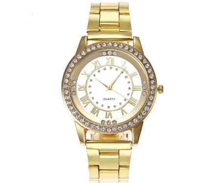 Vansvar women's quartz dress watch with 40mm round dial, alloy strap and rose gold or gold colour option