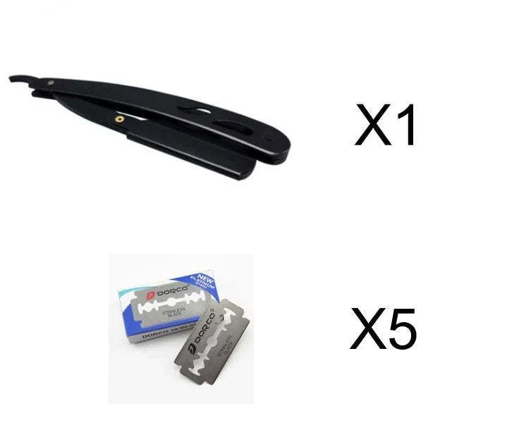 Premium stainless steel straight razor with sharp blades for a smooth, comfortable shave