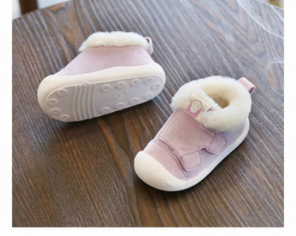 Velvet toddler shoes with non-slip soles in various colors