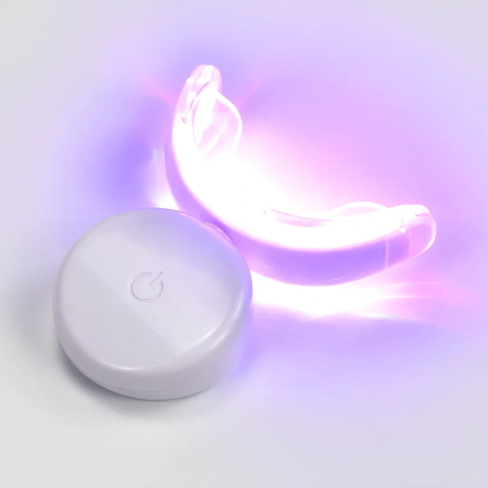 Rechargeable teeth whitening device with LED lamp beads in black, pink, or white