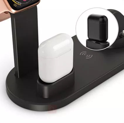 360-degree rotatable wireless charger stand with fast 10W charging for iPhone and Samsung devices