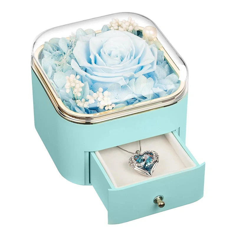 Valentine's Day Rose Flower Drawer Jewelry Box in various colors