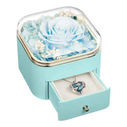 Valentine's Day Rose Flower Drawer Jewelry Box in various colors