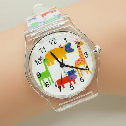 Floral quartz watch for children with Korean style design and colorful decorations