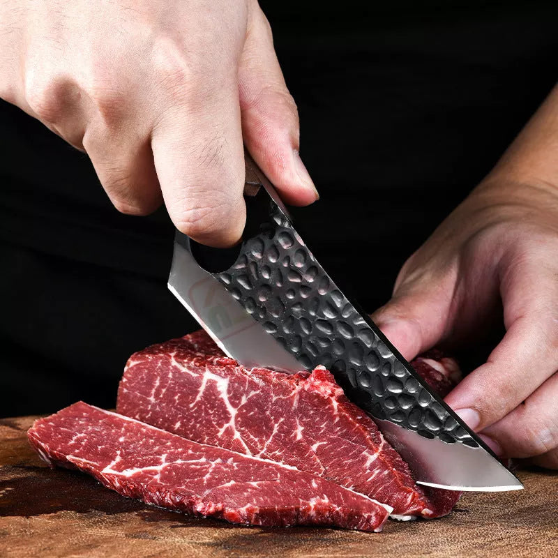 Hand forged boning knife with walnut handle and 5Cr15MoV steel blade