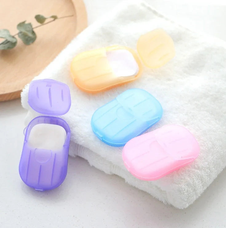 Disposable hand soap sheets in various colors, perfect for on-the-go hand washing and cleanliness