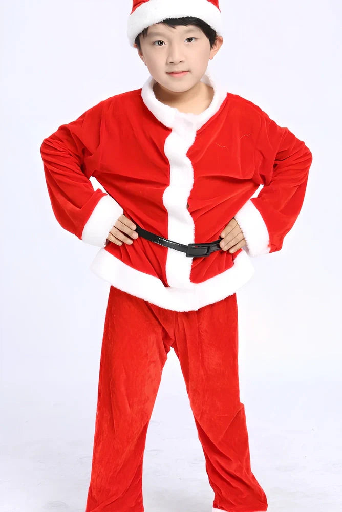 Children's golden velvet Christmas costumes in boy and girl styles, 99% cotton fabric, sizes 90-160cm height