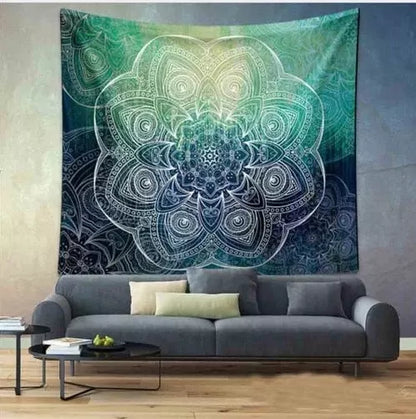 3D digital printing polyester elephant mandala tapestry in vibrant colors