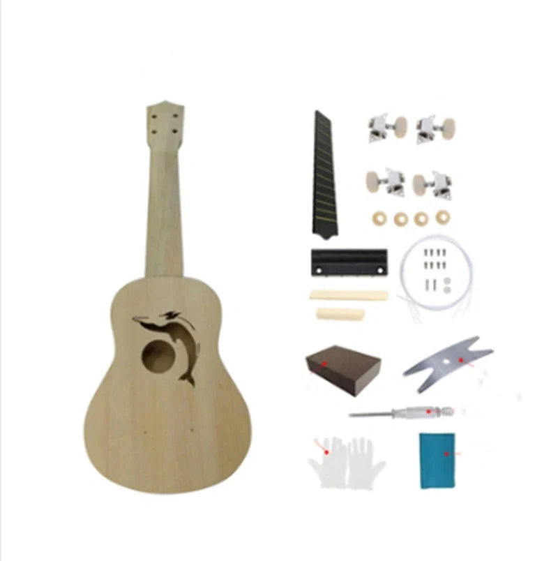 Hand-painted cherry blossom ukulele for beginners, 21 inches, basswood construction