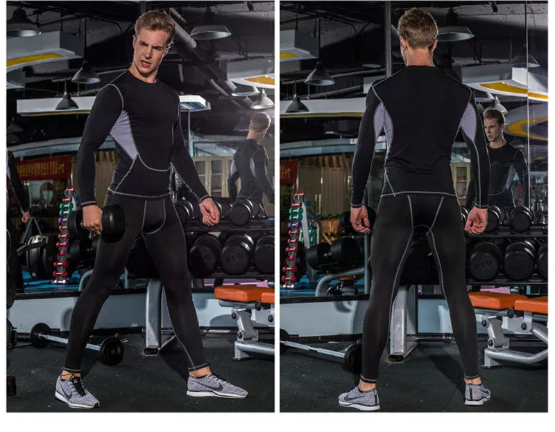 Men's thermal underwear set in black, ideal for winter warmth