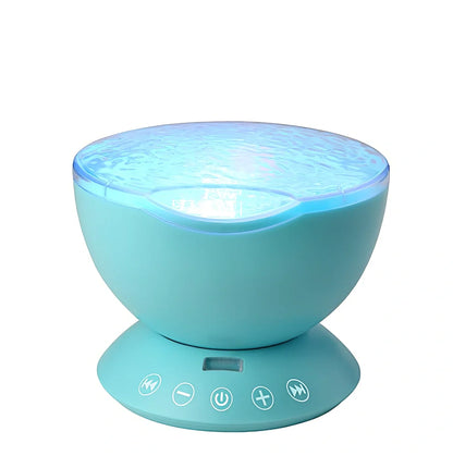 Ocean Wave Projector measuring 12.6x10.5cm with remote control projecting colourful waves on ceiling