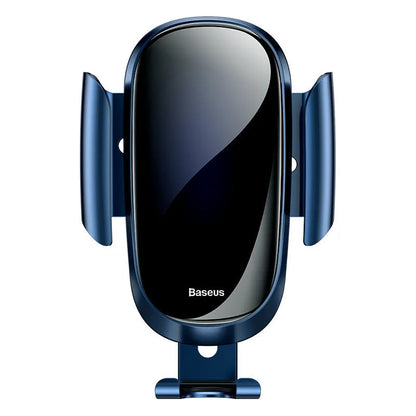 Universal car phone holder with adjustable swivel joint mounted on car windscreen holding smartphone