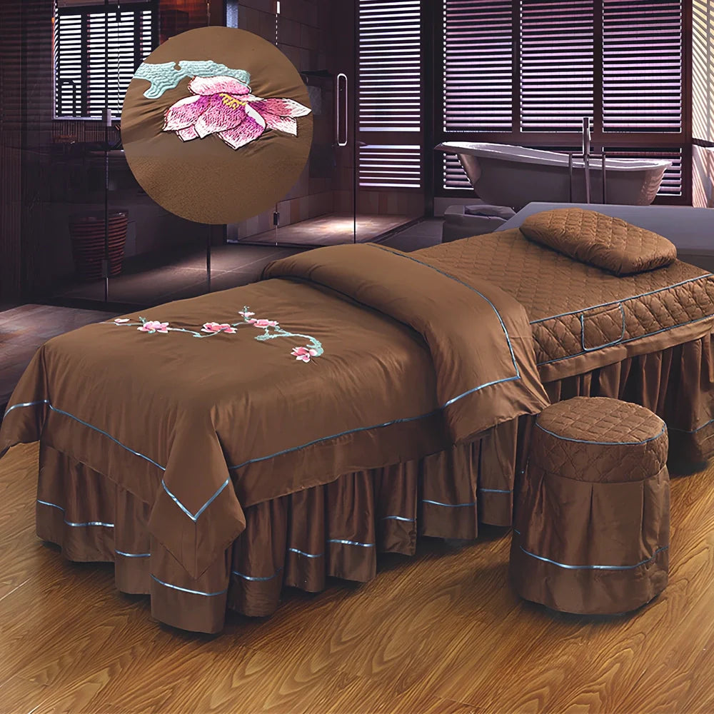 Pure cotton salon bed cover in navy blue colour showing twill weave texture and 180x230cm dimensions