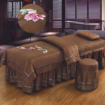 Pure cotton salon bed cover in navy blue colour showing twill weave texture and 180x230cm dimensions